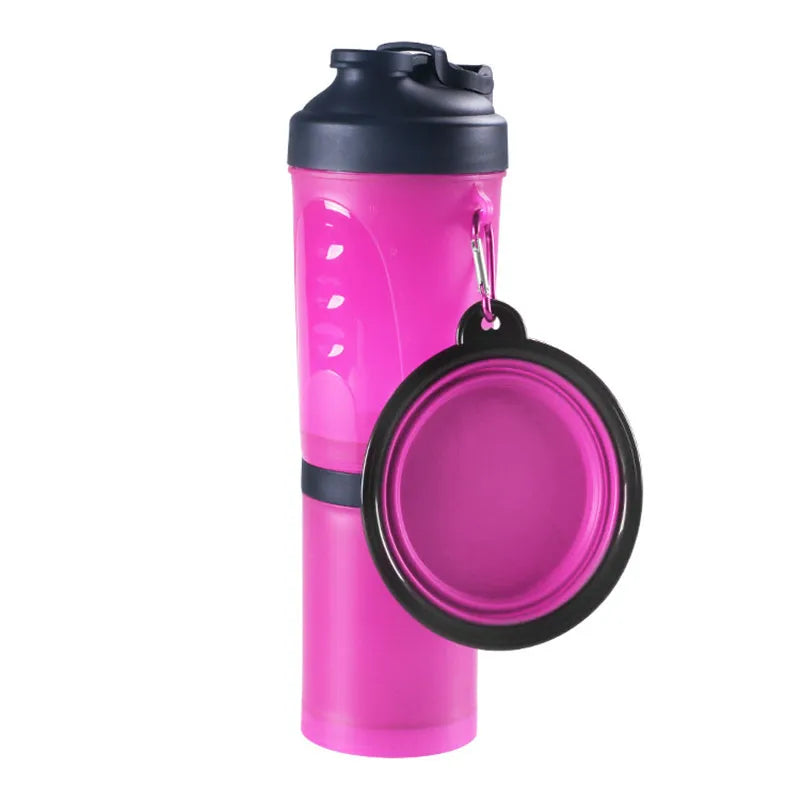 2 in 1Pet Water Bottle Dispenser Travel Portable Dog Cat Drinking Travel Folding Silicone Bowl for Dog Cat Food Water Feeder Cup