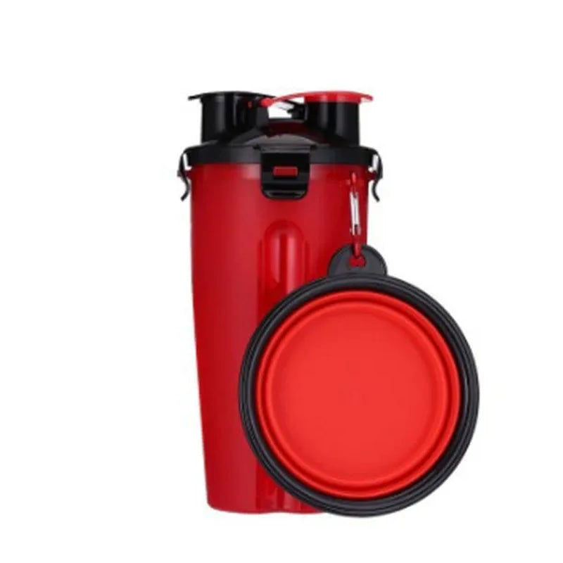 2 in 1 Pet Water Bottle Dispenser Travel Portable Folding Silicone Bowl