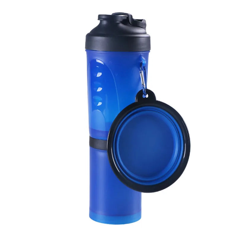 2 in 1Pet Water Bottle Dispenser Travel Portable Dog Cat Drinking Travel Folding Silicone Bowl for Dog Cat Food Water Feeder Cup