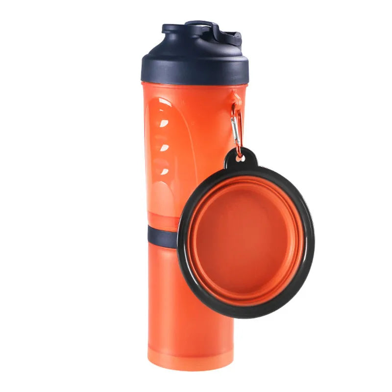 2 in 1Pet Water Bottle Dispenser Travel Portable Dog Cat Drinking Travel Folding Silicone Bowl for Dog Cat Food Water Feeder Cup