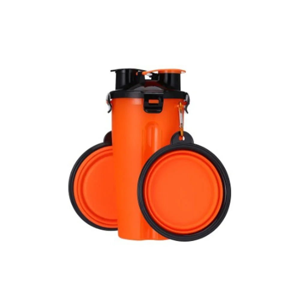 2 in 1 Pet Water Bottle Dispenser Travel Portable Folding Silicone Bowl