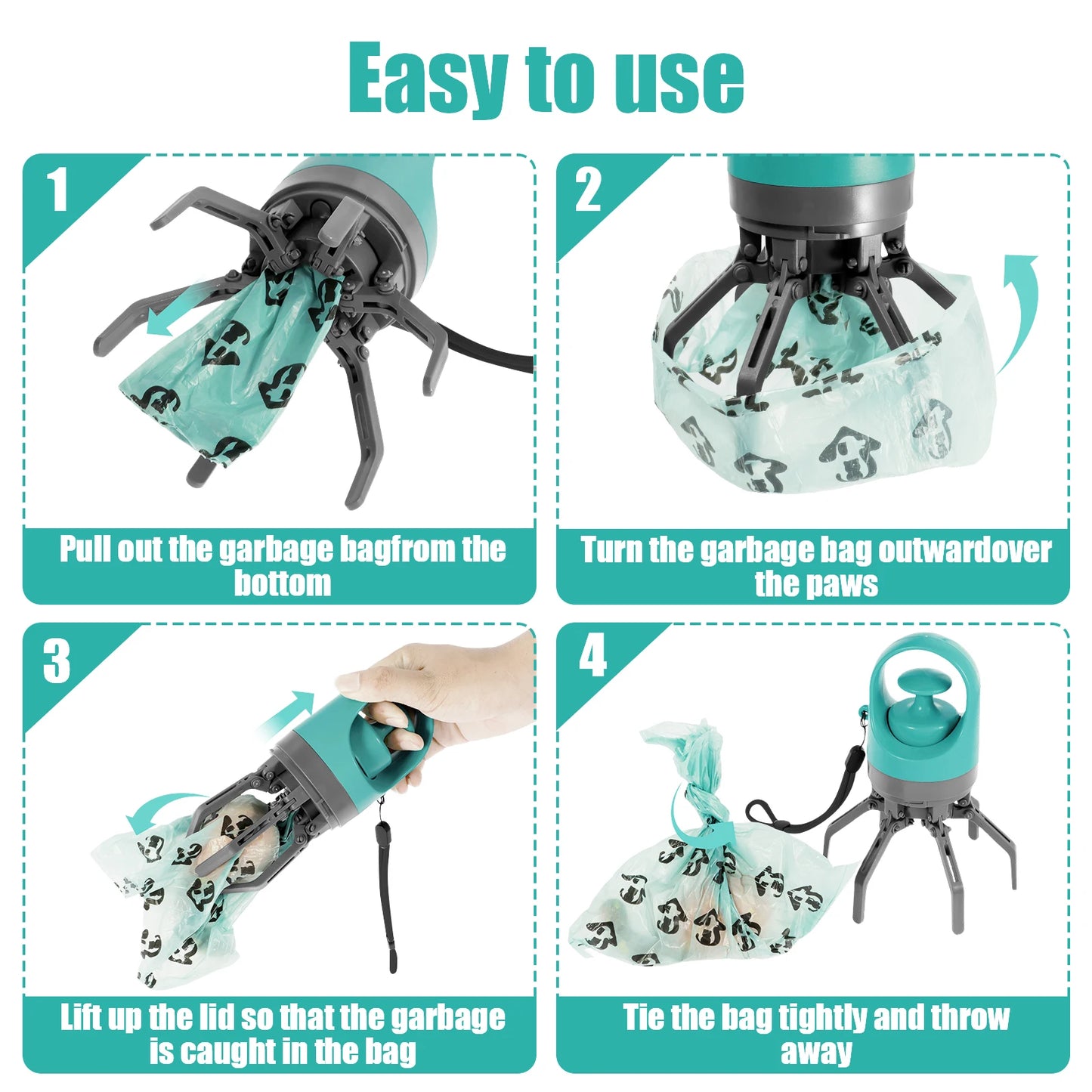 Portable Pet Garbage Bag Claw Shovel Fecal Dispenser