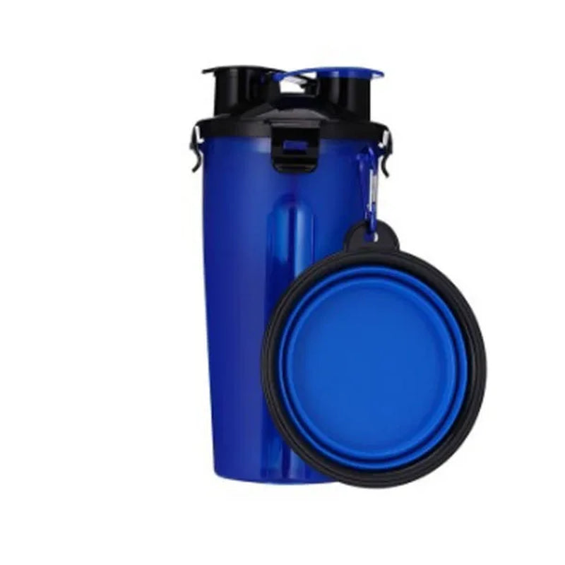2 in 1 Pet Water Bottle Dispenser Travel Portable Folding Silicone Bowl