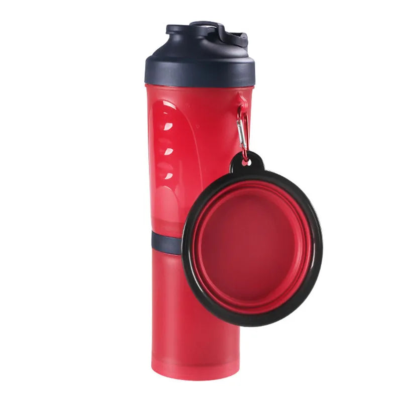 2 in 1Pet Water Bottle Dispenser Travel Portable Dog Cat Drinking Travel Folding Silicone Bowl for Dog Cat Food Water Feeder Cup