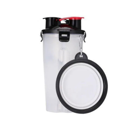 2 in 1 Pet Water Bottle Dispenser Travel Portable Folding Silicone Bowl
