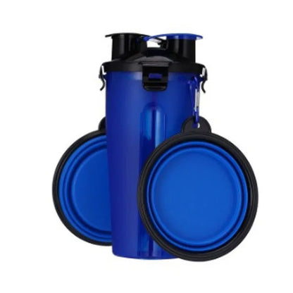 2 in 1 Pet Water Bottle Dispenser Travel Portable Folding Silicone Bowl